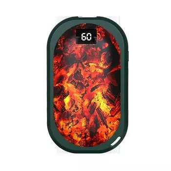 Портативные грелки для рук 2-в-1 с 3 USB-перезаряжаемыми нагревателями для рук с регулируемой температурой, блоком питания 5000mAh зелёный