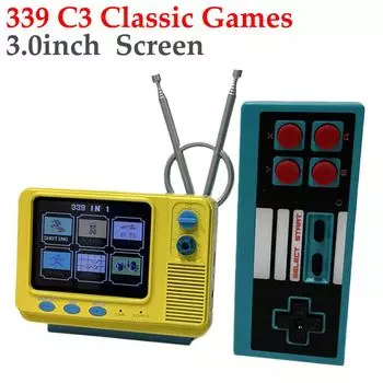 Портативные игровые консоли в стиле мини-телевизора с большим экраном 3,0 дюйма, ретро-игровая консоль со встроенными классическими играми 339 C3 для детей и взрослых