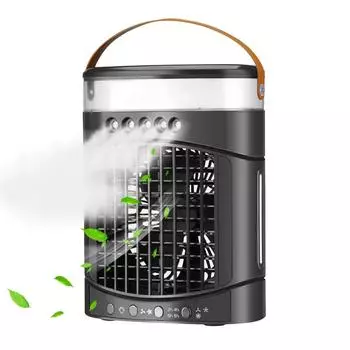 Портативные кондиционеры с баком 600 мл, настольные, небольшие испарительные охладители переменного тока с зарядкой через USB, вентиляторы для охлаждения воздуха со светодиодной подсветкой, 3 ветра зелёный