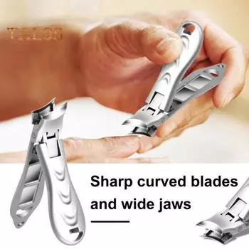 Портативные кусачки для ногтей с брызгозащищенным острым лезвием из нержавеющей стали с широкими губками, складной небольшой резак для ногтей на руках и ногах, встроенная пилка для ногтей 1pc
