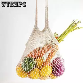 Портативные многоразовые пакеты для продуктов, сумка для фруктов и овощей, моющаяся хлопковая сетка, органический органайзер, сумка-тоут с короткой ручкой бежевый