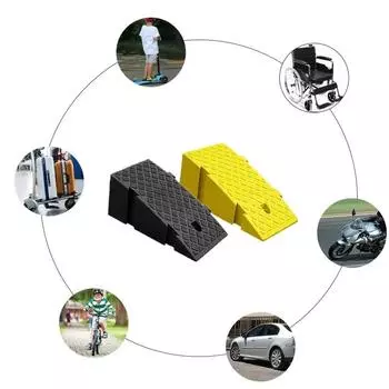 Портативные пластиковые пандусы для бордюров автомобилей, мотоциклов, высота 16 см, легкий пластиковый пороговый пандус для прицепа, грузовика, велосипеда чёрный