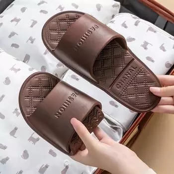 Портативные тапочки из ЭВА для мужчин и женщин, простые и удобные ромбовидные пары, домашние сандалии с мягкой подошвой для общежития 36/38 чёрный