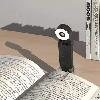 Портативные USB-светильники для чтения, книжные зажимы, ночники, светодиодные лампы для зарядки, регулируемая яркость, защитный зажим для глаз в спальне, поворотные светодиодные лампы для чтения на 360° чёрный