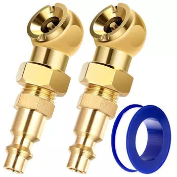 Портативные воздушные патроны из цельного металла с закрытым шаровым воздушным патроном 1/4 дюйма NPT стандартный быстроразъемный штекер для накачивания шин манометрическая насадка металлическая 2 шт. One Size жёлтый