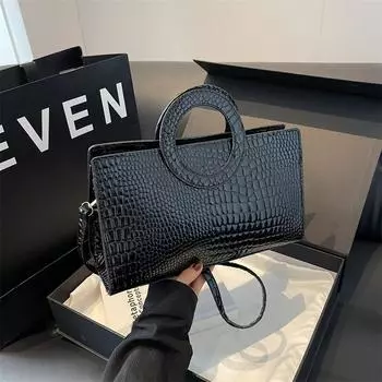 Портативные женские сумки с крокодиловым узором, маленькие квадратные сумки, сумки на плечо из искусственной кожи, сумки-мессенджеры чёрный