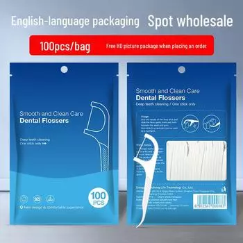 Портативные зубные нити: Высокопрочная, нейтральная упаковка, упаковка по 100 штук с застежкой-молнией