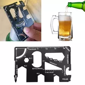 Портативный 15 в 1 инструмент для выживания, кошелек размером с кредитную карту, многофункциональный инструмент из нержавеющей стали для выживания