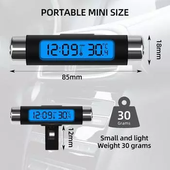 Портативный 2 в 1 автомобильный цифровой ЖК-дисплей часы с температурным дисплеем электронные часы термометр автомобильный автомобильный синяя подсветка с зажимом