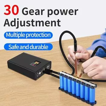 Портативный 30-скоростной точечный сварочный аппарат с цветным цифровым дисплеем, литий-ионный аккумулятор 0,1~0,25-18650 мм чёрный