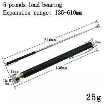 Портативный 5-фунтовый черный с зажимом для ручки магнитный выдвижной захват магнитный присоска железный стержень захват инструмент