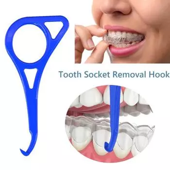 Портативный элайнер для удаления универсальных треугольных невидимых брекетов, фиксаторов, инструмент для удаления зубных протезов, крючок, ортодонтические принадлежности для путешествий синий