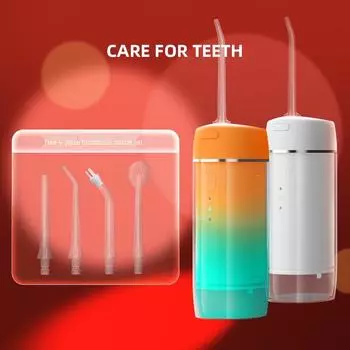 Портативный электрический ирригатор для ортодонтии - выдвижной очиститель полости рта для глубокой чистки зубов в домашних условиях 4 heads белый