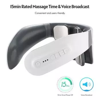 Портативный электрический массажер для шеи, шейный массажер для расслабления шеи, облегчение боли, нагревательная терапия 6 белый