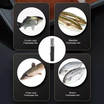 Портативный электрический очиститель для рыбы, мощный беспроводной перезаряжаемый кухонный очиститель для рыбы, скребок для удаления и очистки рыбы, набор для снятия кожи чёрный