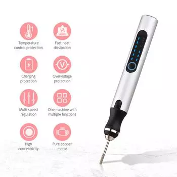 Портативный электрический шлифовальный набор ручек, аккумуляторный шлифовальный набор ручек, мини-полировочная ручка с 20 шт. серебряный