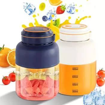 Портативный электрический соковыжималка с зарядкой через USB, большой емкости 1300 мл, многофункциональная соковыжималка, мини-блендер для приготовления молочных коктейлей, смузи, сока синий