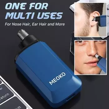 Портативный электрический триммер для волос в носу, перезаряжаемый, заряжается от USB, больше подходит для волос на лице и бровей синий