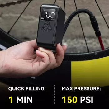 Портативный электрический воздушный насос 150PSI беспроводной воздушный насос высокого давления с цифровым дисплеем для накачивания шин чёрный