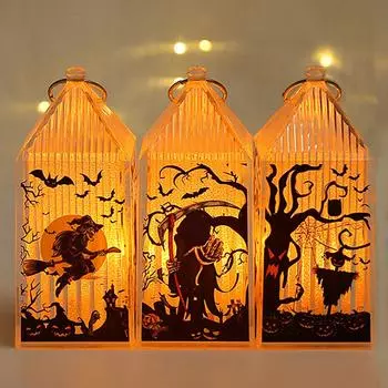 Портативный атмосферный светильник на Хэллоуин, ретро-украшение на Хэллоуин, светильник на батарейках, украшение для рабочего стола на Хэллоуин для детской комнаты D