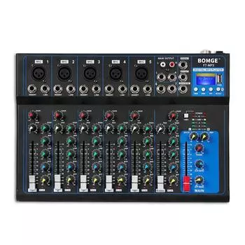 Портативный аудиомикшер BOMGE F7 с Bluetooth и USB DJ-консолью для микширования звука, разъем MP3, питание 48 В s чёрный