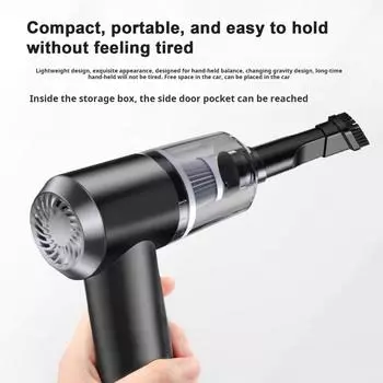 Портативный автомобильный пылесос для удаления пыли Портативный беспроводной автомобильный пылесос со светодиодной подсветкой Мощное всасывание Перезаряжаемый для автомобилей