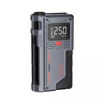 Портативный автомобильный воздушный насос емкостью 8000 мАч с аварийным ночным светом - беспроводной перезаряжаемый литиевый аккумулятор, многофункциональный мини-насос для накачивания шин чёрный