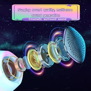 Портативный беспроводной Bluetooth-динамик с несколькими цветовыми темами, подходящий для небольших собраний и семейных посиделок чёрный