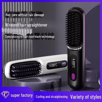 Портативный беспроводной USB-выпрямитель для волос с ионизацией, двойное использование для влажных и сухих волос LCD display + power battery чёрный