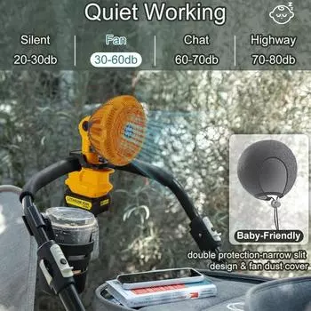 Портативный беспроводной вентилятор для стройплощадки для Dewalt 18 В 20 В литий-ионный аккумулятор 3-скоростной вентилятор для кемпинга на открытом воздухе для Dewalt DCB205 DCB204 DCB201