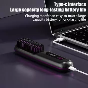 Портативный беспроводной выпрямитель для волос, щетка, перезаряжаемая, подогреваемая, выпрямляющая расческа для волос для путешествий, мини-инструмент для укладки волос для женщин белый