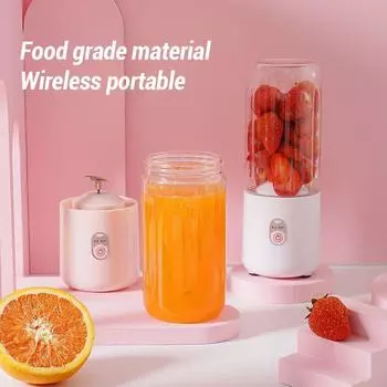 Портативный блендер-бутылка для фруктов, соковыжималка 500 мл, персональный лимонный блендер с 6 лезвиями, не содержащий бисфенол-А, кухонный автоматический соковыжималка для путешествий розовый