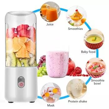 Портативный блендер, мини-соковыжималка, перезаряжаемый блендер для сока, смузи, электрический миксер для фруктов, соковыжималка для апельсинового молочного коктейля белый