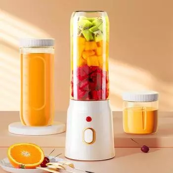 Портативный блендер-соковыжималка 450 мл, без бисфенола А, мини-блендер для приготовления смузи с дорожными чашками, беспроводная перезаряжаемая чашка для измельчения льда и продуктов питания белый