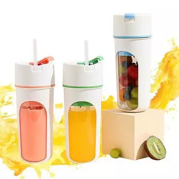 Портативный блендер-соковыжималка с USB-зарядкой, мощный мотор, 6 лезвий из нержавеющей стали, соковыжималка с длительным сроком службы батареи, удобная для путешествий, мини-бутылка-блендер небесно-голубой