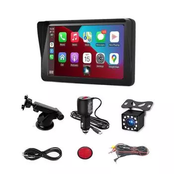 Портативный BT 7-дюймовый сенсорный экран IPS автомобильный радиоприемник стерео приемник поддержка Carplay и Android Auto с задней камерой AHDCar