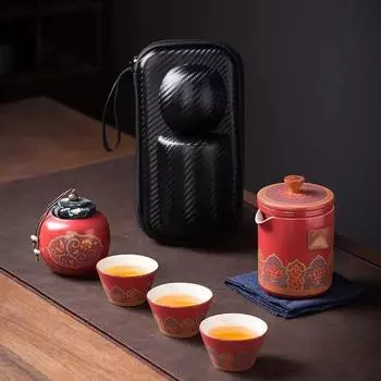 Портативный чайный сервиз 1 чайник 3 чашки 1 пакетик чая набор чашек для быстрого приготовления пищи, керамический чайный сервиз, домашний офис, простой уличный чайник, чашка для чая