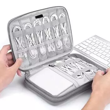 Портативный цифровой кабель для передачи данных, Power Bank, сумка для хранения наушников, органайзер Mini серый