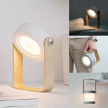 Портативный деревянный переносной фонарь, ночник, зарядка, складная лампа для чтения, USB перезаряжаемая лампа для чтения для спальни, прикроватная лампа