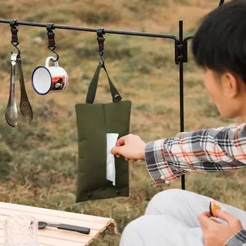 Портативный держатель для салфеток для кемпинга, водонепроницаемый нейлоновый держатель для салфеток, сумка для хранения бумаги, чехол для автомобиля, ванной комнаты, путешествий, кемпинга зелёный