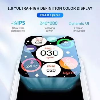 Портативный детектор PM2.5 PM10 PM1.0 Детектор качества воздуха Детектор воздуха Интеллектуальный анализатор качества воздуха Монитор загрязнения воздуха белый