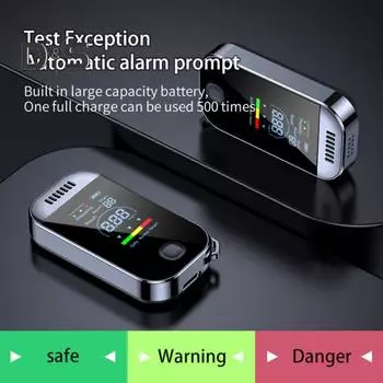 Портативный детектор респиратора Тестер ЖК-экран Цифровой дисплей Высокоэффективный смарт-чип для использования в путешествиях Компактный анализатор дыхания чёрный