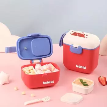 Портативный детский ланч-бокс, детский контейнер для прикорма, контейнер для сухого молока с ложкой, контейнер для хранения продуктов