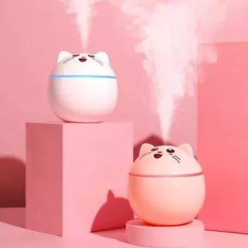 Портативный диффузор на 300 мл, крутой ультразвуковой увлажнитель воздуха с распылением эфирного масла розовый