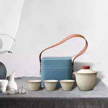 Портативный дорожный чайный сервиз, керамический горшок кунг-фу, фарфор с футляром для переноски, чайные чашки для Set A