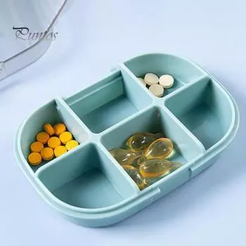 Портативный дорожный чехол для таблеток, 6 сеток, контейнер для хранения планшетов, влагостойкий органайзер для таблеток, прозрачный вид, большая вместимость, маленькая коробка для таблеток синий