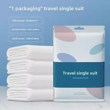 Портативный дорожный комплект из 4-х предметов: Одноразовые простыни, пододеяльники и наволочки для отелей и гостевых домов Single Set (3 pieces)