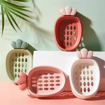 Портативный дорожный контейнер для мыла, держатель для слива мыла в ванной, чехол, креативная милая мультяшная мыльница в виде редиса, аксессуары для ванной комнаты белый