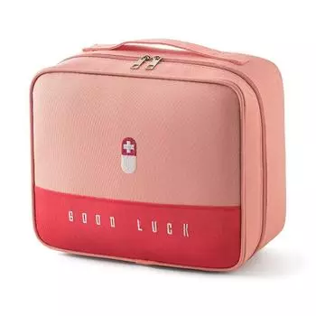 Портативный дорожный многослойный органайзер для косметики Аптечка для выживания в экстренных ситуациях Контейнер для лекарств L розовый