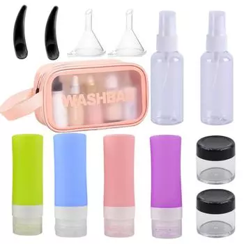 Портативный дорожный набор туалетных принадлежностей Сумка для хранения моющих средств Бутылки для наполнения Бутылки для крема Бутылки для спрея 1 белый